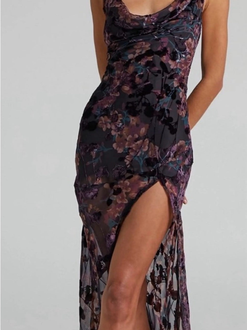 Showpo Floral Maxi Dress in Black and Purple - Picture 2 of 9